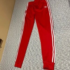 Adidas red with white stripes track pants youth XL  (15-16Y). SKU-A324